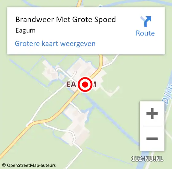 Locatie op kaart van de 112 melding: Brandweer Met Grote Spoed Naar Eagum op 6 augustus 2014 21:40