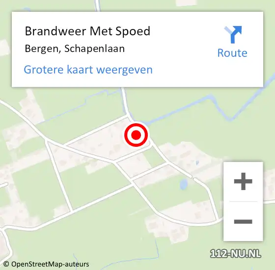 Locatie op kaart van de 112 melding: Brandweer Met Spoed Naar Bergen, Schapenlaan op 1 december 2022 14:09