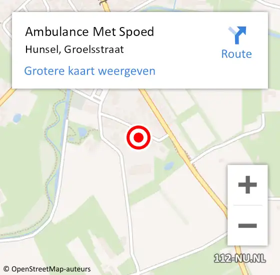 Locatie op kaart van de 112 melding: Ambulance Met Spoed Naar Hunsel, Groelsstraat op 1 december 2022 14:18