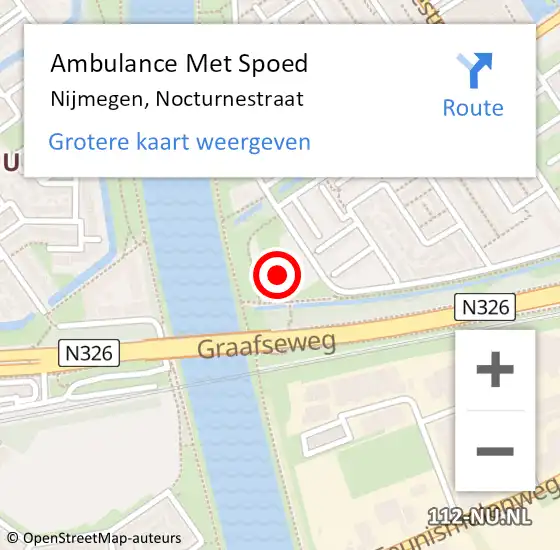 Locatie op kaart van de 112 melding: Ambulance Met Spoed Naar Nijmegen, Nocturnestraat op 1 december 2022 14:58