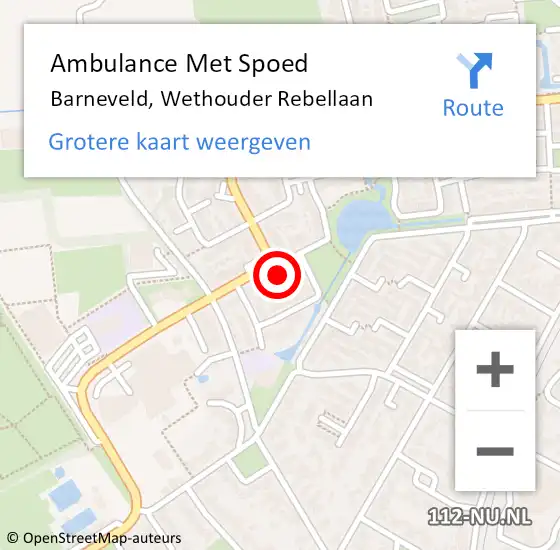 Locatie op kaart van de 112 melding: Ambulance Met Spoed Naar Barneveld, Wethouder Rebellaan op 1 december 2022 15:06