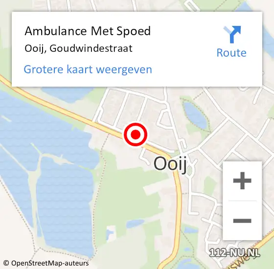 Locatie op kaart van de 112 melding: Ambulance Met Spoed Naar Ooij, Goudwindestraat op 1 december 2022 15:19