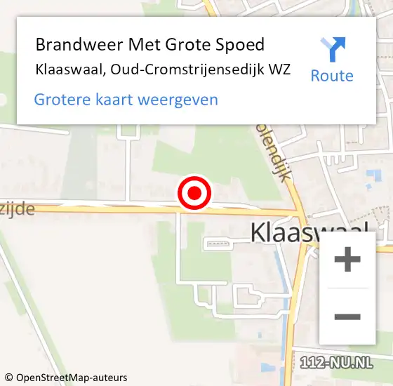 Locatie op kaart van de 112 melding: Brandweer Met Grote Spoed Naar Klaaswaal, Oud-Cromstrijensedijk WZ op 1 december 2022 15:33