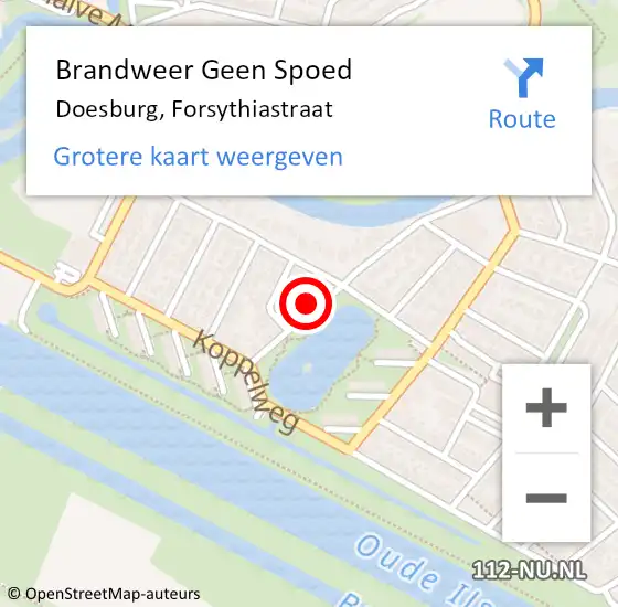 Locatie op kaart van de 112 melding: Brandweer Geen Spoed Naar Doesburg, Forsythiastraat op 1 december 2022 15:55