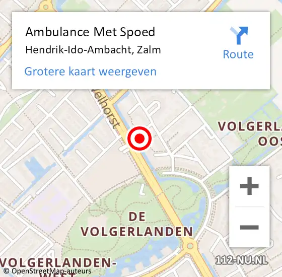 Locatie op kaart van de 112 melding: Ambulance Met Spoed Naar Hendrik-Ido-Ambacht, Zalm op 1 december 2022 16:17