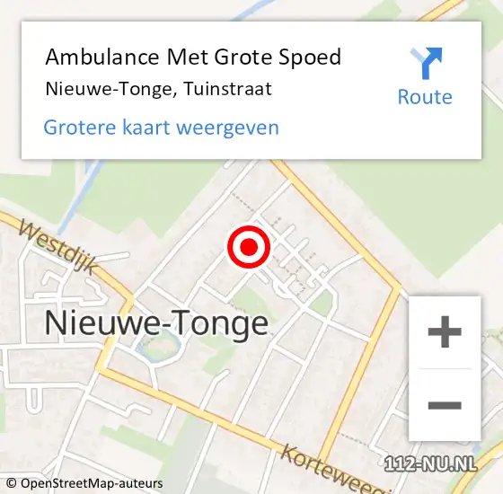 Locatie op kaart van de 112 melding: Ambulance Met Grote Spoed Naar Nieuwe-Tonge, Tuinstraat op 6 augustus 2014 22:05