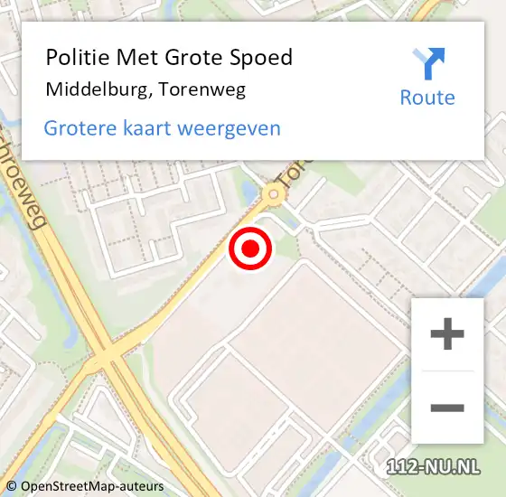 Locatie op kaart van de 112 melding: Politie Met Grote Spoed Naar Middelburg, Torenweg op 1 december 2022 16:46