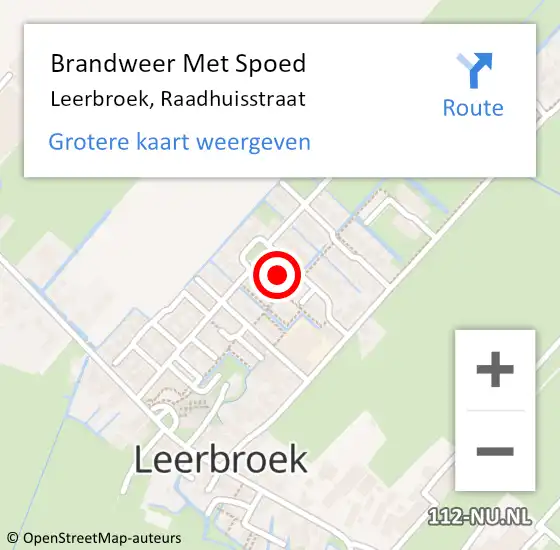 Locatie op kaart van de 112 melding: Brandweer Met Spoed Naar Leerbroek, Raadhuisstraat op 1 december 2022 16:53