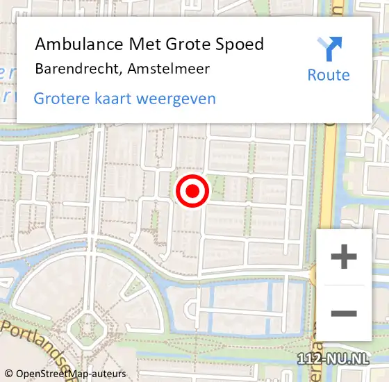 Locatie op kaart van de 112 melding: Ambulance Met Grote Spoed Naar Barendrecht, Amstelmeer op 1 december 2022 16:56