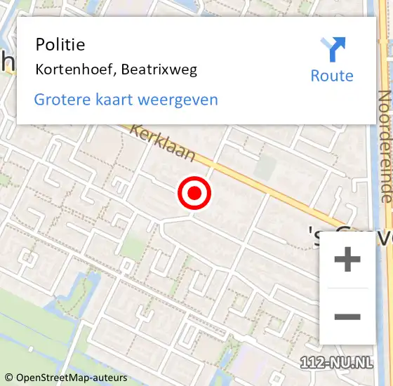 Locatie op kaart van de 112 melding: Politie Kortenhoef, Beatrixweg op 1 december 2022 16:57