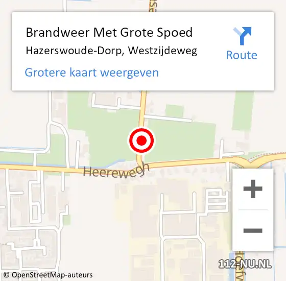 Locatie op kaart van de 112 melding: Brandweer Met Grote Spoed Naar Hazerswoude-Dorp, Westzijdeweg op 1 december 2022 17:02