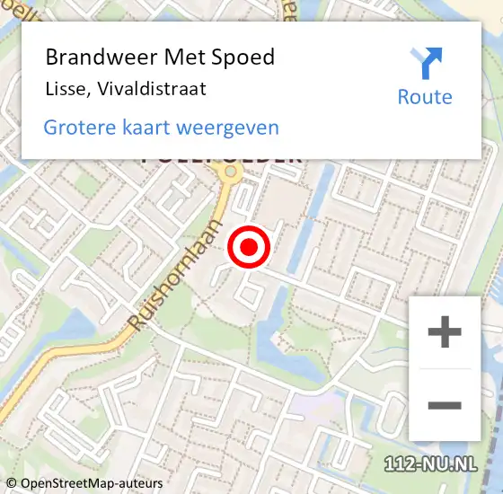 Locatie op kaart van de 112 melding: Brandweer Met Spoed Naar Lisse, Vivaldistraat op 1 december 2022 17:22