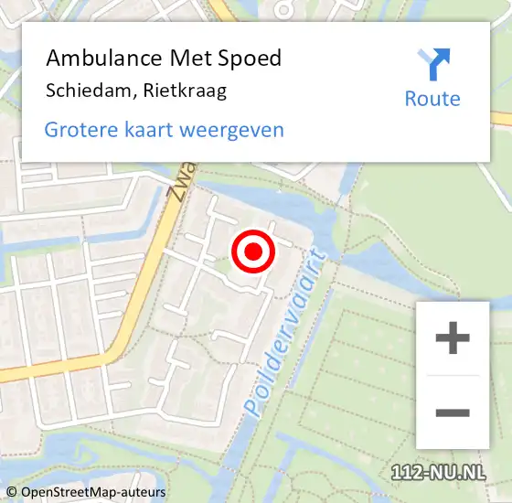 Locatie op kaart van de 112 melding: Ambulance Met Spoed Naar Schiedam, Rietkraag op 1 december 2022 17:29