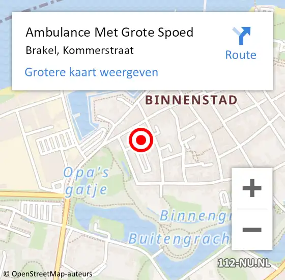 Locatie op kaart van de 112 melding: Ambulance Met Grote Spoed Naar Brakel, Kommerstraat op 1 december 2022 17:34