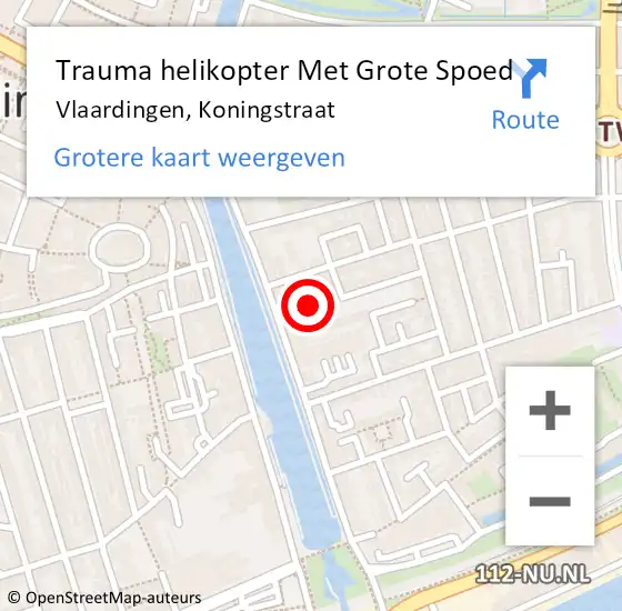 Locatie op kaart van de 112 melding: Trauma helikopter Met Grote Spoed Naar Vlaardingen, Koningstraat op 1 december 2022 17:37