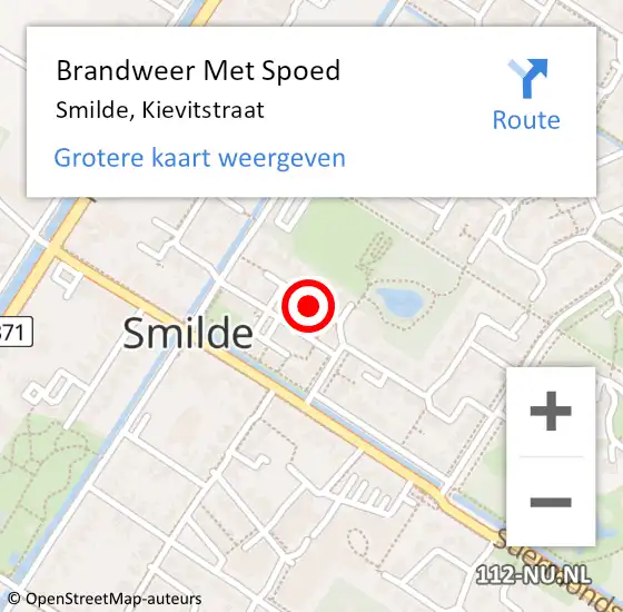 Locatie op kaart van de 112 melding: Brandweer Met Spoed Naar Smilde, Kievitstraat op 6 augustus 2014 22:16