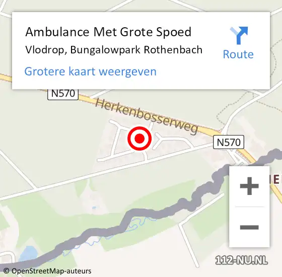 Locatie op kaart van de 112 melding: Ambulance Met Grote Spoed Naar Vlodrop, Bungalowpark Rothenbach op 1 december 2022 17:43