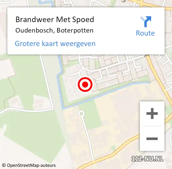 Locatie op kaart van de 112 melding: Brandweer Met Spoed Naar Oudenbosch, Boterpotten op 6 augustus 2014 22:19