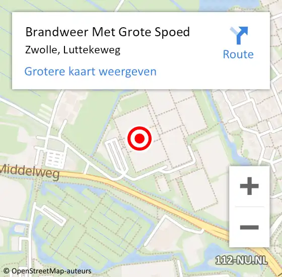 Locatie op kaart van de 112 melding: Brandweer Met Grote Spoed Naar Zwolle, Luttekeweg op 1 december 2022 17:49