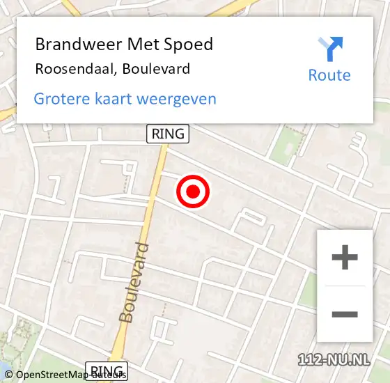 Locatie op kaart van de 112 melding: Brandweer Met Spoed Naar Roosendaal, Boulevard op 1 december 2022 17:51