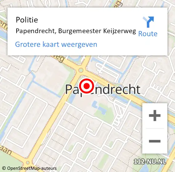 Locatie op kaart van de 112 melding: Politie Papendrecht, Burgemeester Keijzerweg op 1 december 2022 17:53