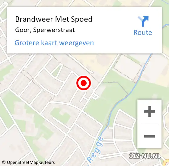 Locatie op kaart van de 112 melding: Brandweer Met Spoed Naar Goor, Sperwerstraat op 1 december 2022 18:12