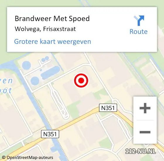 Locatie op kaart van de 112 melding: Brandweer Met Spoed Naar Wolvega, Frisaxstraat op 1 december 2022 18:12