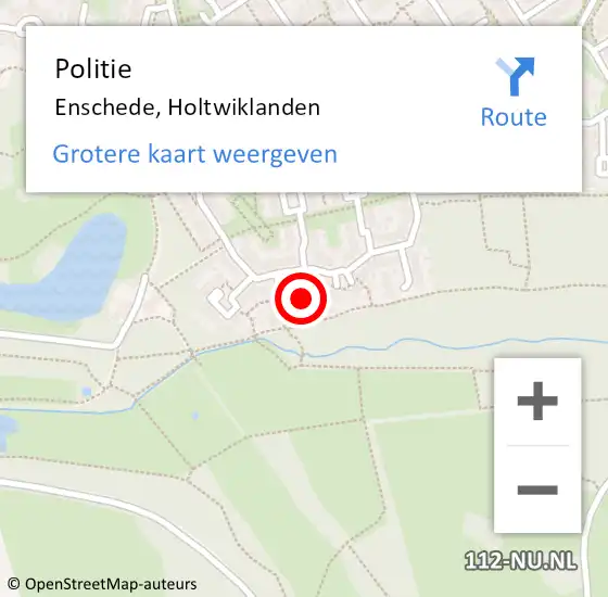 Locatie op kaart van de 112 melding: Politie Enschede, Holtwiklanden op 1 december 2022 18:43