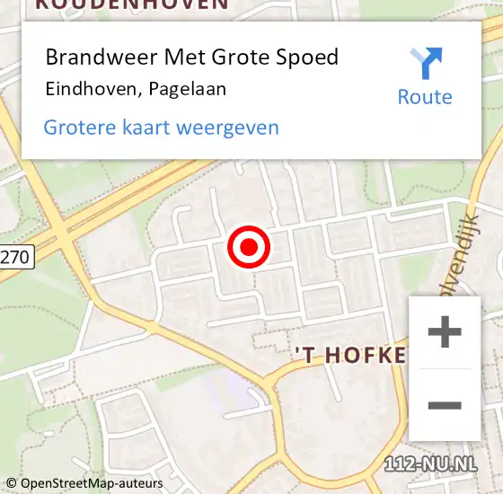 Locatie op kaart van de 112 melding: Brandweer Met Grote Spoed Naar Eindhoven, Pagelaan op 1 december 2022 18:43