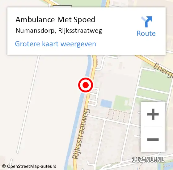 Locatie op kaart van de 112 melding: Ambulance Met Spoed Naar Numansdorp, Rijksstraatweg op 1 december 2022 18:51