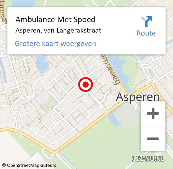 Locatie op kaart van de 112 melding: Ambulance Met Spoed Naar Asperen, van Langerakstraat op 1 december 2022 18:57