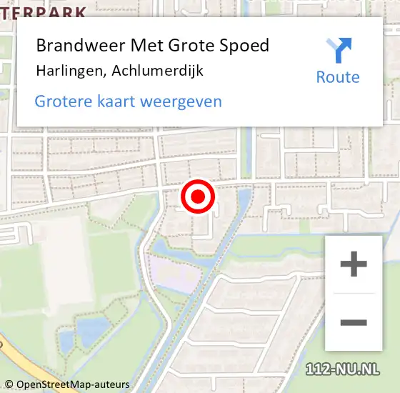 Locatie op kaart van de 112 melding: Brandweer Met Grote Spoed Naar Harlingen, Achlumerdijk op 1 december 2022 19:16