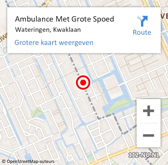 Locatie op kaart van de 112 melding: Ambulance Met Grote Spoed Naar Wateringen, Kwaklaan op 1 december 2022 19:24