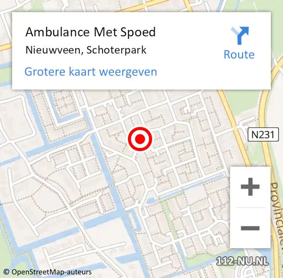 Locatie op kaart van de 112 melding: Ambulance Met Spoed Naar Nieuwveen, Schoterpark op 1 december 2022 19:29