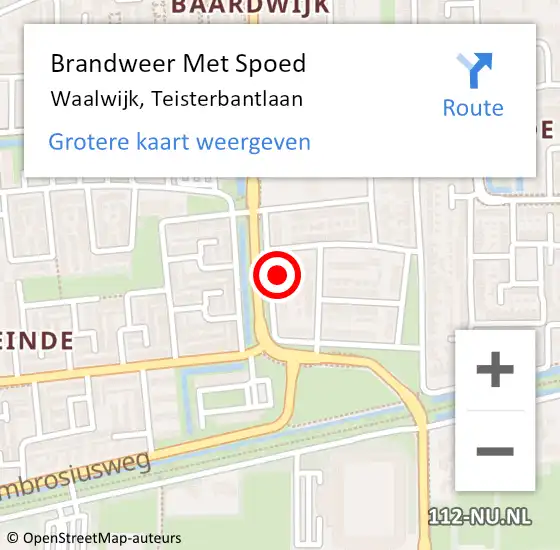 Locatie op kaart van de 112 melding: Brandweer Met Spoed Naar Waalwijk, Teisterbantlaan op 1 december 2022 19:29
