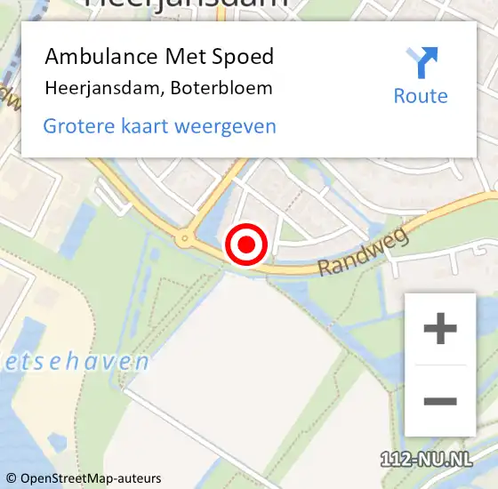 Locatie op kaart van de 112 melding: Ambulance Met Spoed Naar Heerjansdam, Boterbloem op 1 december 2022 19:29