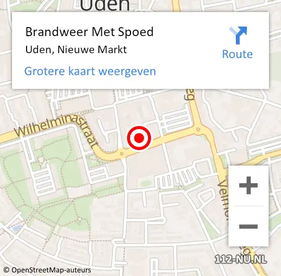 Locatie op kaart van de 112 melding: Brandweer Met Spoed Naar Uden, Nieuwe Markt op 1 december 2022 19:37