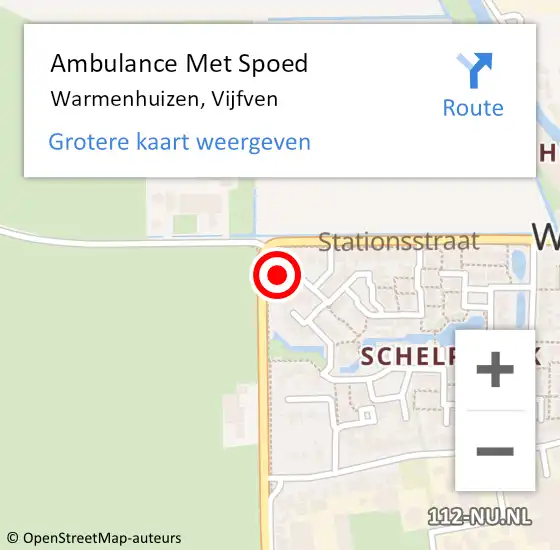 Locatie op kaart van de 112 melding: Ambulance Met Spoed Naar Warmenhuizen, Vijfven op 1 december 2022 19:46