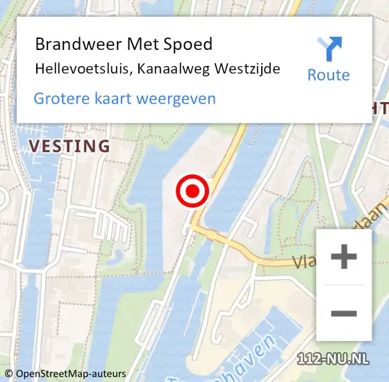 Locatie op kaart van de 112 melding: Brandweer Met Spoed Naar Hellevoetsluis, Kanaalweg Westzijde op 1 december 2022 19:53