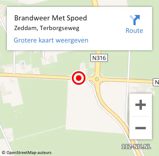 Locatie op kaart van de 112 melding: Brandweer Met Spoed Naar Zeddam, Terborgseweg op 6 augustus 2014 22:39