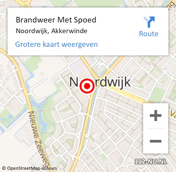 Locatie op kaart van de 112 melding: Brandweer Met Spoed Naar Noordwijk, Akkerwinde op 1 december 2022 19:57
