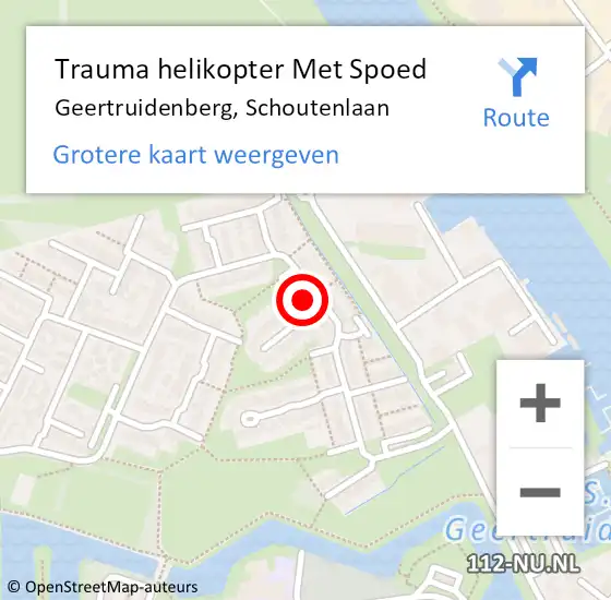 Locatie op kaart van de 112 melding: Trauma helikopter Met Spoed Naar Geertruidenberg, Schoutenlaan op 1 december 2022 20:00