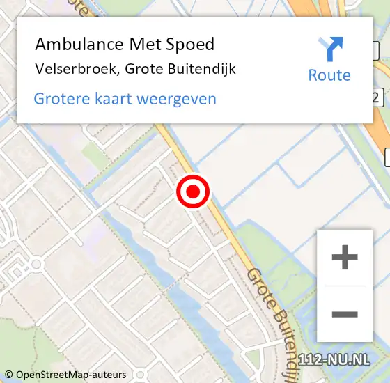 Locatie op kaart van de 112 melding: Ambulance Met Spoed Naar Velserbroek, Grote Buitendijk op 1 december 2022 20:15