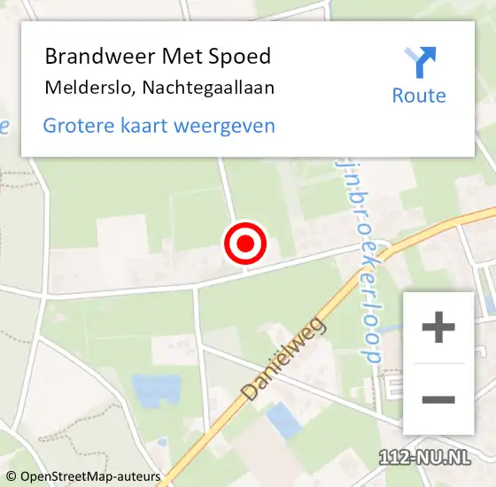 Locatie op kaart van de 112 melding: Brandweer Met Spoed Naar Melderslo, Nachtegaallaan op 1 december 2022 20:22