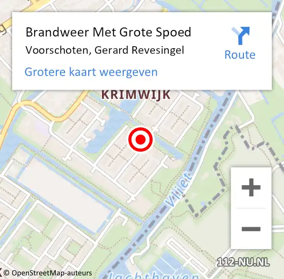 Locatie op kaart van de 112 melding: Brandweer Met Grote Spoed Naar Voorschoten, Gerard Revesingel op 1 december 2022 20:26