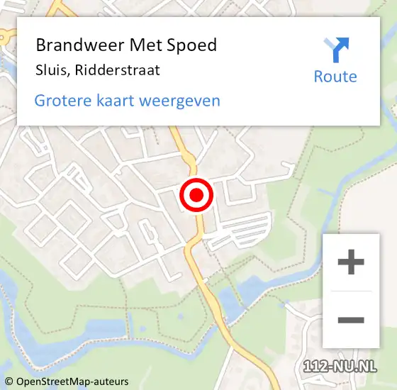 Locatie op kaart van de 112 melding: Brandweer Met Spoed Naar Sluis, Ridderstraat op 1 december 2022 21:03