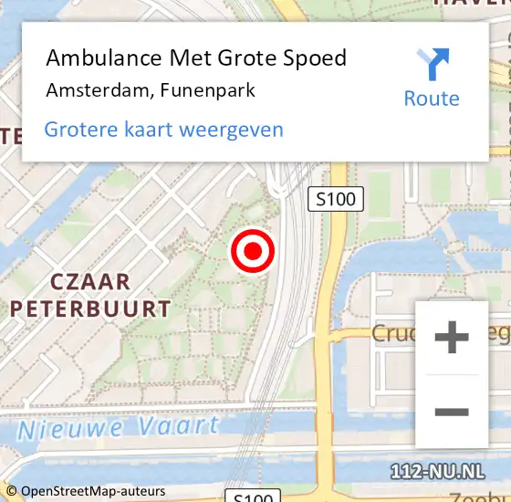 Locatie op kaart van de 112 melding: Ambulance Met Grote Spoed Naar Amsterdam, Funenpark op 1 december 2022 21:35
