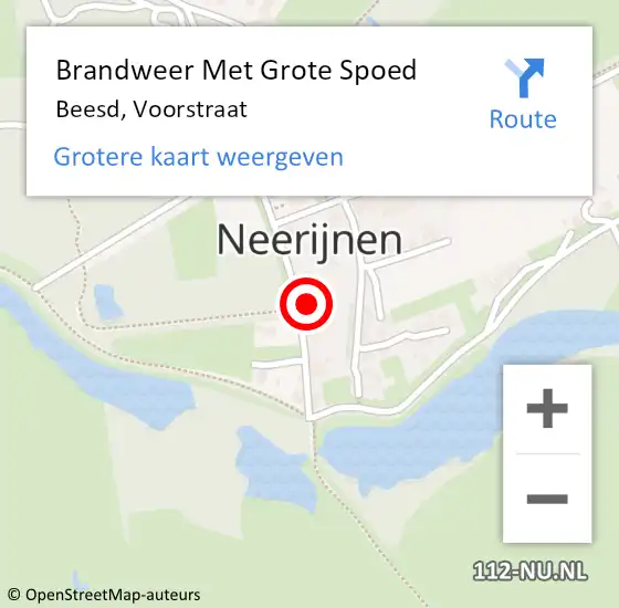 Locatie op kaart van de 112 melding: Brandweer Met Grote Spoed Naar Beesd, Voorstraat op 1 december 2022 22:02