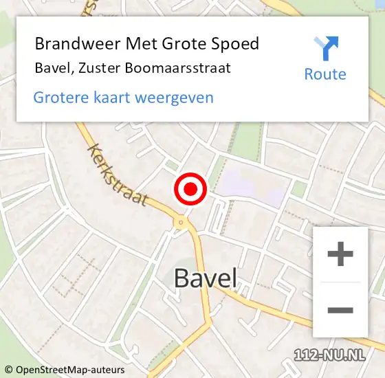 Locatie op kaart van de 112 melding: Brandweer Met Grote Spoed Naar Bavel, Zuster Boomaarsstraat op 1 december 2022 23:24