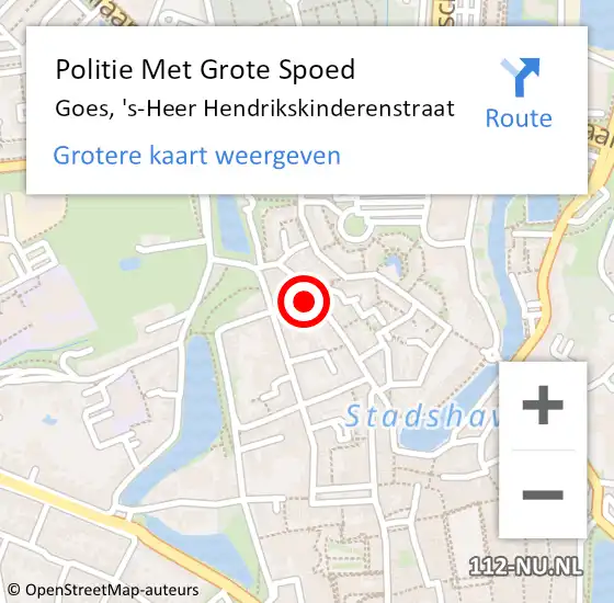 Locatie op kaart van de 112 melding: Politie Met Grote Spoed Naar Goes, 's-Heer Hendrikskinderenstraat op 2 december 2022 00:06